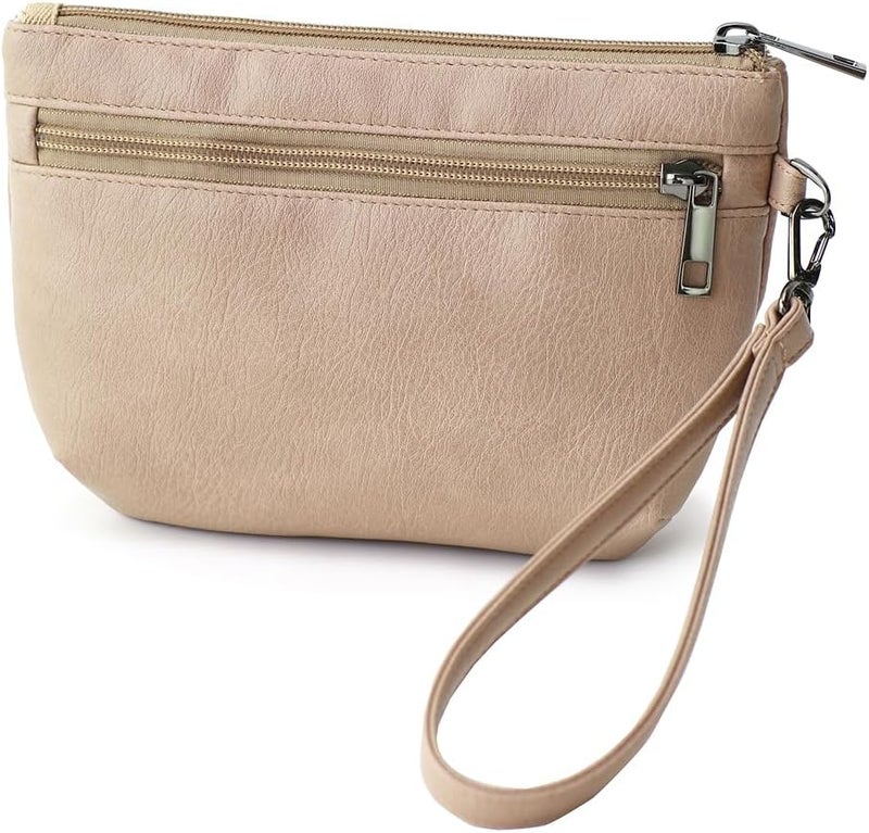 BBORGDC Small Wristlet Wallets for Women, Zip Clutch Bag with Wristlet Pouch, 3-Zipper Original Design - Image 1